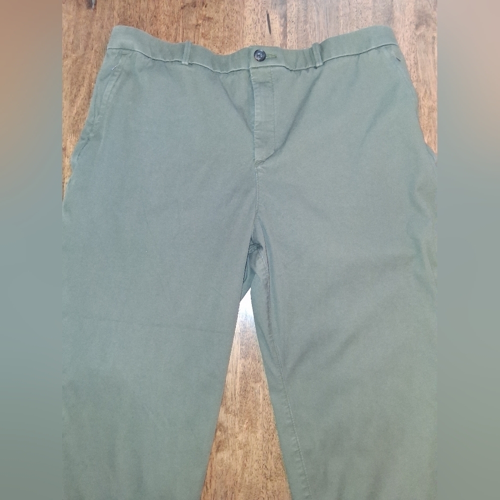 Spanx Twill Stretch Elastic Waist Wide Leg Cropped Pant Green 3X Tall- - Picture 2 of 6
